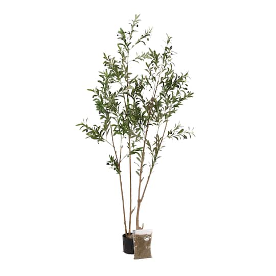 Kate and Laurel 7ft. Green Oliveira Faux Olive Tree